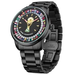 MARK FAIRWHALE 5087 Famous Football Sports Quartz Watch 360 ° Rotating Flag Dial Stainless Steel Strap Waterproof Watch for Man