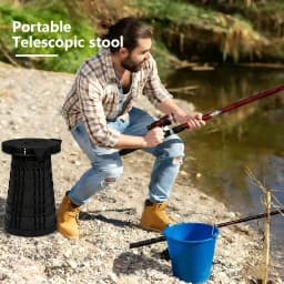 Portable Triple-Lock Telescopic Folding Stool - Upgraded Thickened Version, Suitable For Outdoor Travel, Hiking, Camping, And Fishing - Height Adjustable And Lightweight, Portable Folding Telescopic Stool For Patios And Home Use.