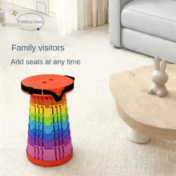 Portable Triple-Lock Telescopic Folding Stool - Upgraded Thickened Version, Suitable For Outdoor Travel, Hiking, Camping, And Fishing - Height Adjustable And Lightweight, Portable Folding Telescopic Stool For Patios And Home Use.