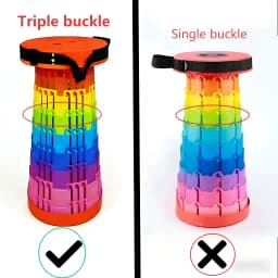 Portable Triple-Lock Telescopic Folding Stool - Upgraded Thickened Version, Suitable For Outdoor Travel, Hiking, Camping, And Fishing - Height Adjustable And Lightweight, Portable Folding Telescopic Stool For Patios And Home Use.