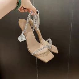 Rhinesters with Slippers, Wear Sandals,2024 Spring/summer Crystal Stiletto Fashion Transparent High Heels, Fashion Women's Shoes