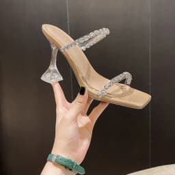 Rhinesters with Slippers, Wear Sandals,2024 Spring/summer Crystal Stiletto Fashion Transparent High Heels, Fashion Women's Shoes