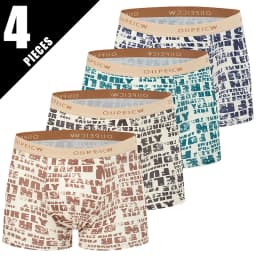 4 Pieces European and American Size MEN'S FASHION Printed Boxer Underwear Comfortable Swimming Trunks Oversized Underwear Shorts