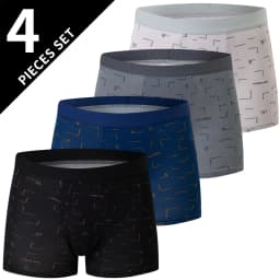 4 Pieces European and American Size MEN'S FASHION Printed Boxer Underwear Comfortable Swimming Trunks Oversized Underwear Shorts