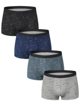 4 Pieces European and American Size MEN'S FASHION Printed Boxer Underwear Comfortable Swimming Trunks Oversized Underwear Shorts
