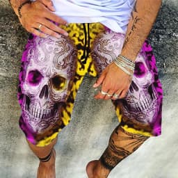 Skull 3D Harajuku Print Beach Shorts For Men Summer Fashion Sport Trunks Streetwear Board Shorts With Drawstring Waist Clothing