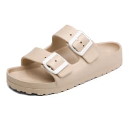 Summer Women Classic Slides Slippers Slip on Beach Sandals With Double Buckle Comfort Lightweight EVA
