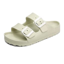 Summer Women Classic Slides Slippers Slip on Beach Sandals With Double Buckle Comfort Lightweight EVA