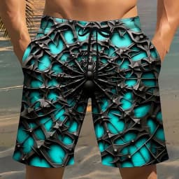 Premium Men's 3D Printed Shorts Trendy Graphic Pattern Casual Breathable Summer Beach Shorts