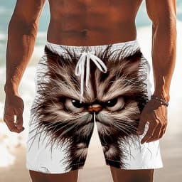 Summer Men's Funny Animal Duck 3D Printed Beach Shorts for Outdoor Sports - Quick-Relaxing Elastic Waist Sports Shorts