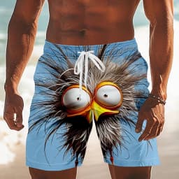 Summer Men's Funny Animal Duck 3D Printed Beach Shorts for Outdoor Sports - Quick-Relaxing Elastic Waist Sports Shorts