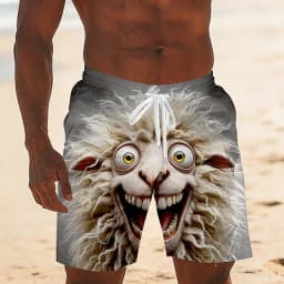 Summer Men's Funny Animal Duck 3D Printed Beach Shorts for Outdoor Sports - Quick-Relaxing Elastic Waist Sports Shorts