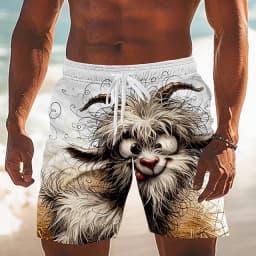 Summer Men's Funny Animal Duck 3D Printed Beach Shorts for Outdoor Sports - Quick-Relaxing Elastic Waist Sports Shorts