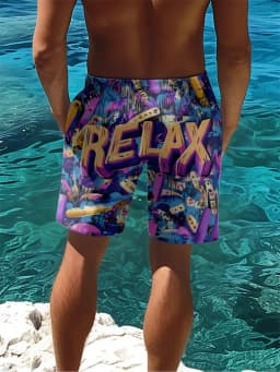 Personality Graffiti Pattern Swim Trunks For Men Summer Surf Board Shorts Swimsuit 2026 New 3D Printed Harajuku Cool Short Pants