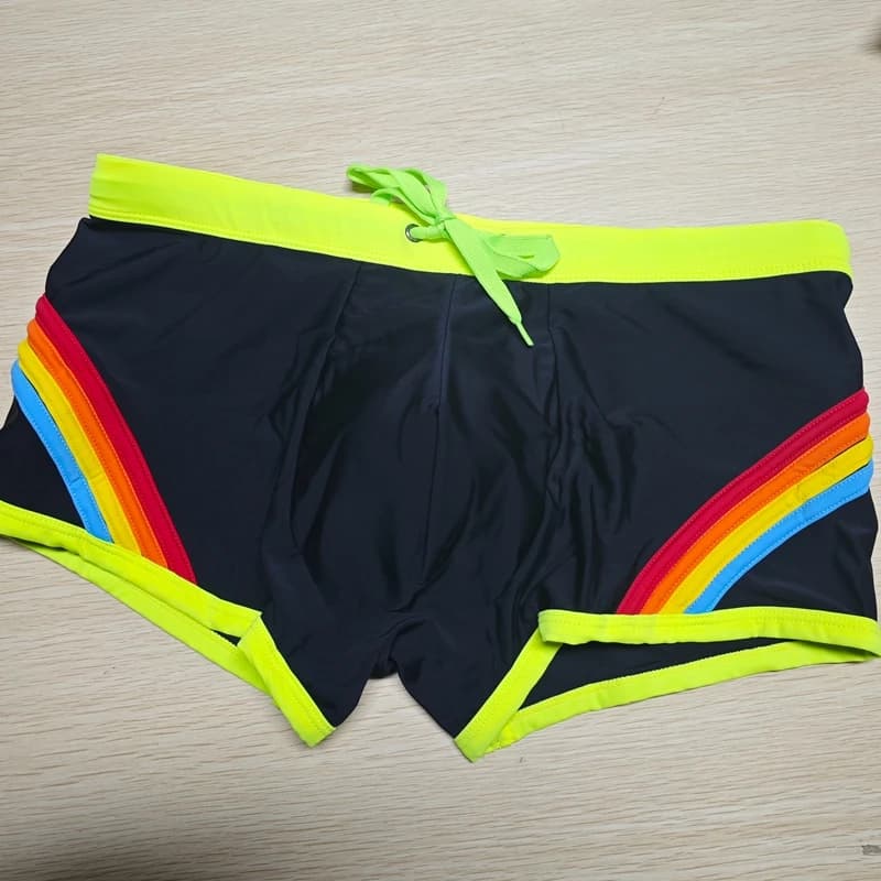 2026Foreign trade cross-border men's new three-dimensional rainbow boxer swimming trunks with cup swimming boxers men's UXH247-1