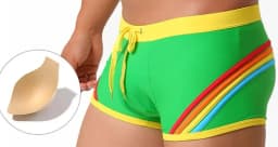 2026Foreign trade cross-border men's new three-dimensional rainbow boxer swimming trunks with cup swimming boxers men's UXH247-1
