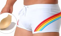 2026Foreign trade cross-border men's new three-dimensional rainbow boxer swimming trunks with cup swimming boxers men's UXH247-1