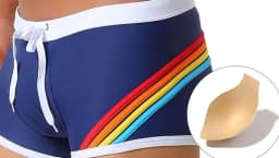 2026Foreign trade cross-border men's new three-dimensional rainbow boxer swimming trunks with cup swimming boxers men's UXH247-1