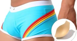 2026Foreign trade cross-border men's new three-dimensional rainbow boxer swimming trunks with cup swimming boxers men's UXH247-1