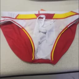 2026 warehouse real shot men's fashion stitching briefs Japanese show beach swimming trunks close-fitting briefs UXH026