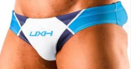 2026 warehouse real shot men's fashion stitching briefs Japanese show beach swimming trunks close-fitting briefs UXH026