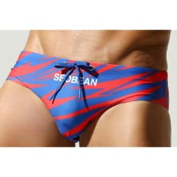 2026New men's swimming trunks training youth seaside beach swimming trunks low waist lace-up 26090