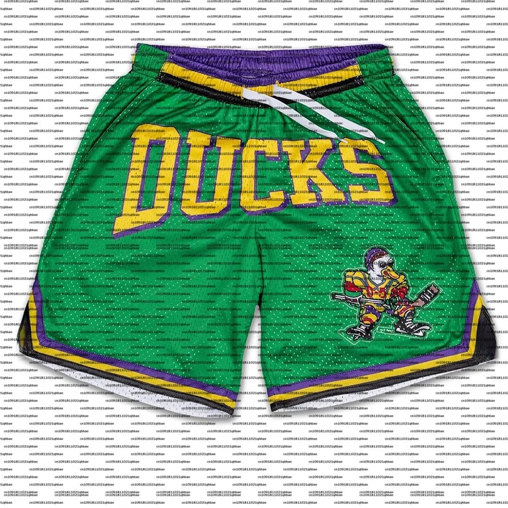 Mighty Ducks Hockey Retro Mesh Shorts Kid/Adult Sports Basketball Shorts Oversized Breathable Quick Drying Men's Casual Shorts