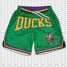 Mighty Ducks Hockey Retro Mesh Shorts Kid/Adult Sports Basketball Shorts Oversized Breathable Quick Drying Men's Casual Shorts