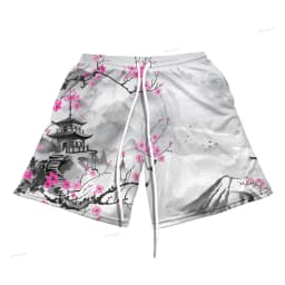Cherry Blossom 3D Printed Men's Quick-Drying Breathable Shorts - Summer Sports and Leisure Shorts - Beach Shorts
