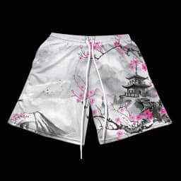 Cherry Blossom 3D Printed Men's Quick-Drying Breathable Shorts - Summer Sports and Leisure Shorts - Beach Shorts