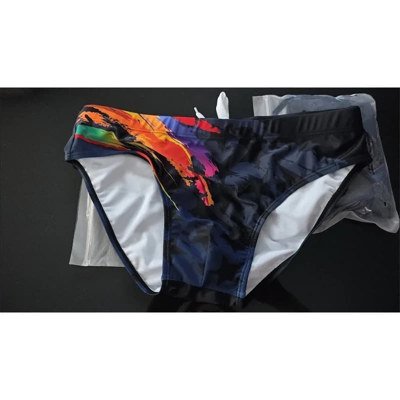 2026Professional swimming trunks youth training men's swimming trunks fashion printed European and American briefs 10062