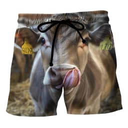 Funny Cows Pattern Beach Shorts Fashion Summer Vacation 3D Animals Printed Mens Board Shorts Casual Breathable Loose Swim Trunks