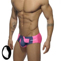 2025 Spot Men's Swimsuit Triangle Cup Swimsuit Low Waist Swimsuit Ultra Fine Nylon Printed Shorts ADS045