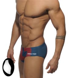 2025 Spot Men's Swimsuit Triangle Cup Swimsuit Low Waist Swimsuit Ultra Fine Nylon Printed Shorts ADS045