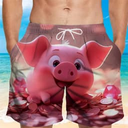 Funny Pig Graphic Beach Shorts For Men 3d Printing Animal Swimming Trunks Cool Summer Hawaiian Loose Quick Dry Board Shorts