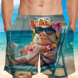 Funny Pig Graphic Beach Shorts For Men 3d Printing Animal Swimming Trunks Cool Summer Hawaiian Loose Quick Dry Board Shorts