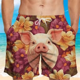 Funny Pig Graphic Beach Shorts For Men 3d Printing Animal Swimming Trunks Cool Summer Hawaiian Loose Quick Dry Board Shorts