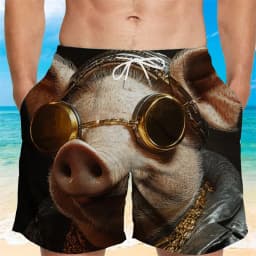 Funny Pig Graphic Beach Shorts For Men 3d Printing Animal Swimming Trunks Cool Summer Hawaiian Loose Quick Dry Board Shorts