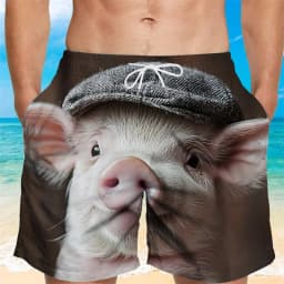 Funny Pig Graphic Beach Shorts For Men 3d Printing Animal Swimming Trunks Cool Summer Hawaiian Loose Quick Dry Board Shorts