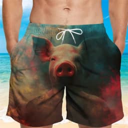 Funny Pig Graphic Beach Shorts For Men 3d Printing Animal Swimming Trunks Cool Summer Hawaiian Loose Quick Dry Board Shorts