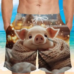Funny Pig Graphic Beach Shorts For Men 3d Printing Animal Swimming Trunks Cool Summer Hawaiian Loose Quick Dry Board Shorts