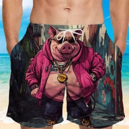Funny Pig Graphic Beach Shorts For Men 3d Printing Animal Swimming Trunks Cool Summer Hawaiian Loose Quick Dry Board Shorts