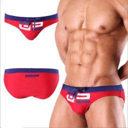 Men's color matching printed triangle swimming trunks fashion catwalk beach triangle swimming trunks hot spring pants men UXHG3
