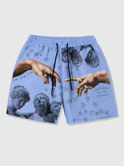 Men's casual 3D printed shorts, summer new men's beach shorts, lightweight and breathable fashionable shorts