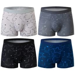 4 Pack European and American Size MEN'S Printed Fashion Boyshort Comfortable MEN'S Waist Plus Size Underwear Sexy Swimming Trunk