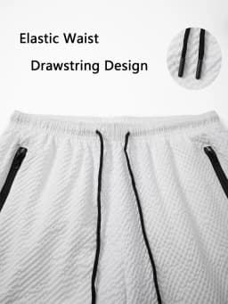 Men's Bubble Grid Beach Shorts Quick Dry Swim Trunks Zipper Pockets Elastic Waist Holiday Patch Casual Summer Board Shorts