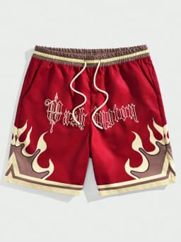 Premium 3D Printed Men's Hawaiian Shorts - Ultra Casual Flame Pattern for Summer Vacation and Sport Fashion