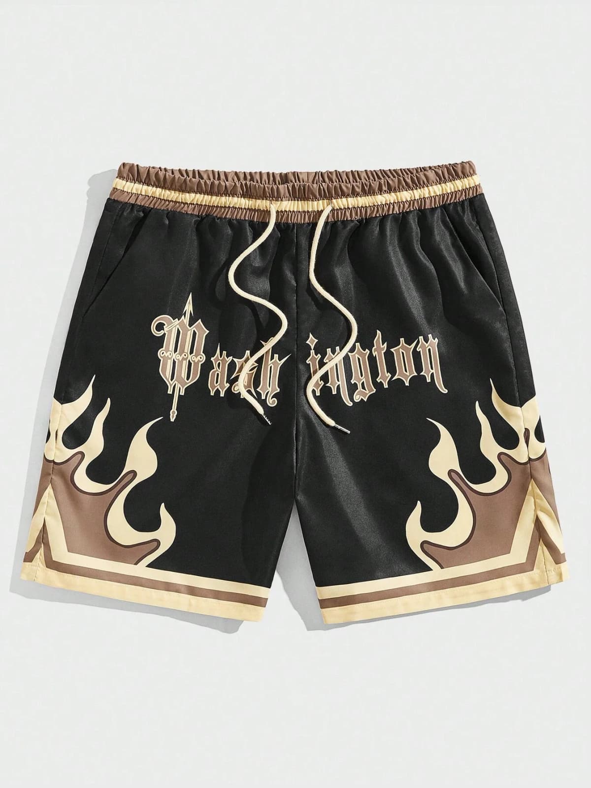 Premium 3D Printed Men's Hawaiian Shorts - Ultra Casual Flame Pattern for Summer Vacation and Sport Fashion