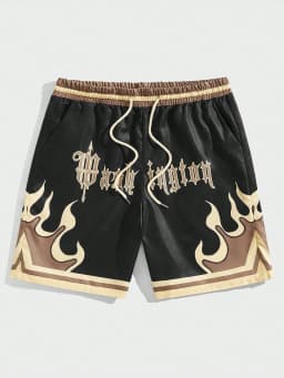 Premium 3D Printed Men's Hawaiian Shorts - Ultra Casual Flame Pattern for Summer Vacation and Sport Fashion