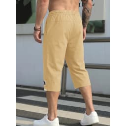 Men's Shorts Summer Black Casual Drawstring Cropped Pants Vacation Loose Cargo Man Clothes Sweatsuit Running Tennis Basketball